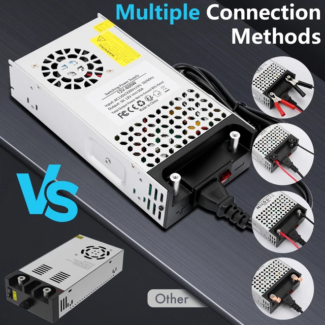 Alt view image 3 of 7 - 110V AC to 12V DC Converter 12V 50A 600W Power Supply Transformer 12 Volt Switching Power Supply Max 50A 600W Adapter SMPS, for LED Strip Light CCTV Camera Security System Radio 3D Printer
