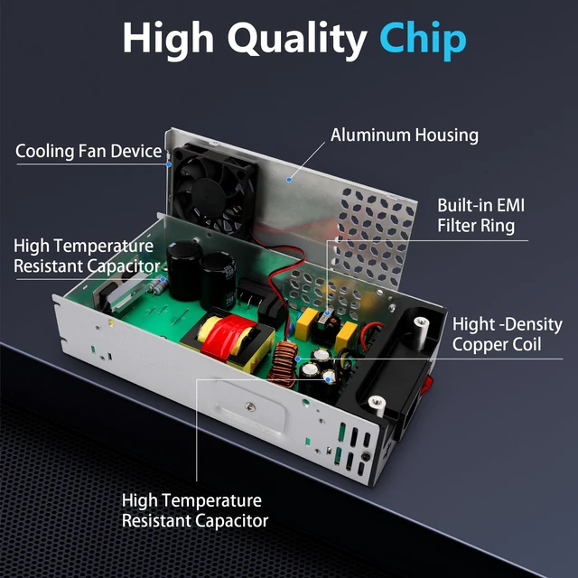 Alt view image 6 of 7 - 110V AC to 12V DC Converter 12V 50A 600W Power Supply Transformer 12 Volt Switching Power Supply Max 50A 600W Adapter SMPS, for LED Strip Light CCTV Camera Security System Radio 3D Printer