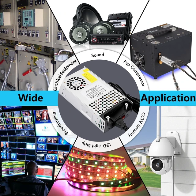 Alt view image 7 of 7 - 110V AC to 12V DC Converter 12V 50A 600W Power Supply Transformer 12 Volt Switching Power Supply Max 50A 600W Adapter SMPS, for LED Strip Light CCTV Camera Security System Radio 3D Printer