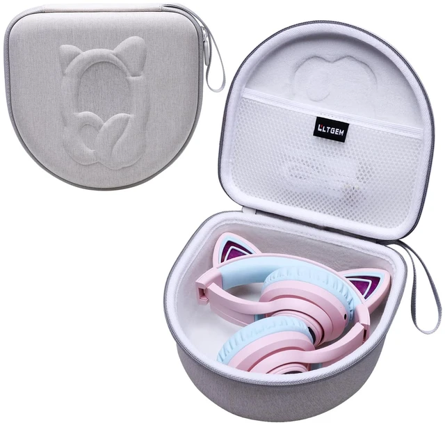 Main image of Kids Headphones Case for Cat Ear Kids Headphones, Khaki (Only Case) Compatible with iClever BTH13 / HS01 / HS20 and Riwbox CT-7 / CT-7S / CF9 and ONITOO B90 Cat Ear Kids Headphones