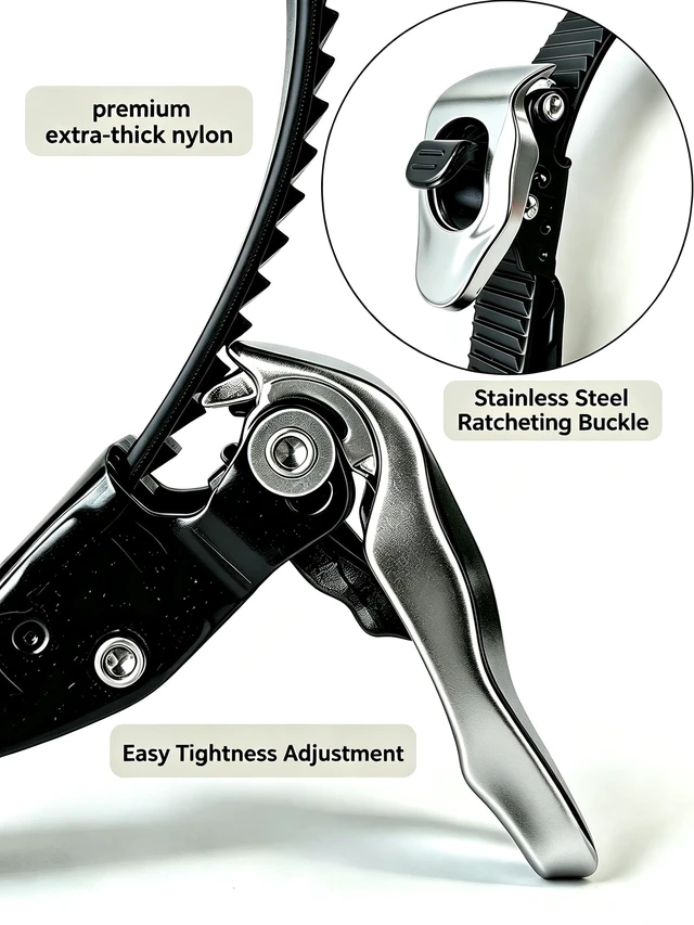 Alt view image 2 of 7 - 20-inch Ratchet Straps Heavy Duty, Reusable Zip Ties, Cable Ties, 2 Pack Adjustable Tension Self-Locking, UV Resistant, Linkable, 300lb Working Load, 500lb Break Strength, for Fencing, Gates, Pipes