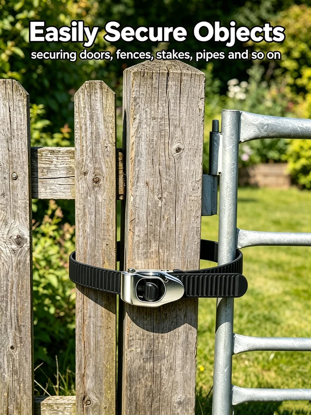 Alt view image 3 of 7 - 20-inch Ratchet Straps Heavy Duty, Reusable Zip Ties, Cable Ties, 2 Pack Adjustable Tension Self-Locking, UV Resistant, Linkable, 300lb Working Load, 500lb Break Strength, for Fencing, Gates, Pipes