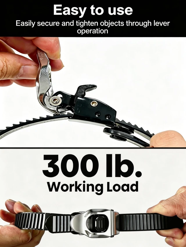 Alt view image 4 of 7 - 20-inch Ratchet Straps Heavy Duty, Reusable Zip Ties, Cable Ties, 2 Pack Adjustable Tension Self-Locking, UV Resistant, Linkable, 300lb Working Load, 500lb Break Strength, for Fencing, Gates, Pipes