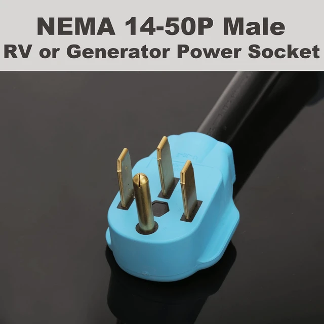 Alt view image 2 of 7 - 50 Amp to 110V RV/Generator Distribution Adapter Cord NEMA 14-50P Male to 4X 5-15R/5-20R T-Blade Household Outlet Female with Dust Protection Caps, ETL Listed