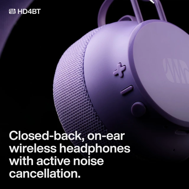 Alt view image 2 of 7 - Eris HD4BT Over-Ear Closed-Back Wireless Headphones, Bluetooth, ANC Noise Cancelling, Up to 60 Hours Battery Life, Studio Headphones for Mixing, Monitoring, Recording, Mystic Purple