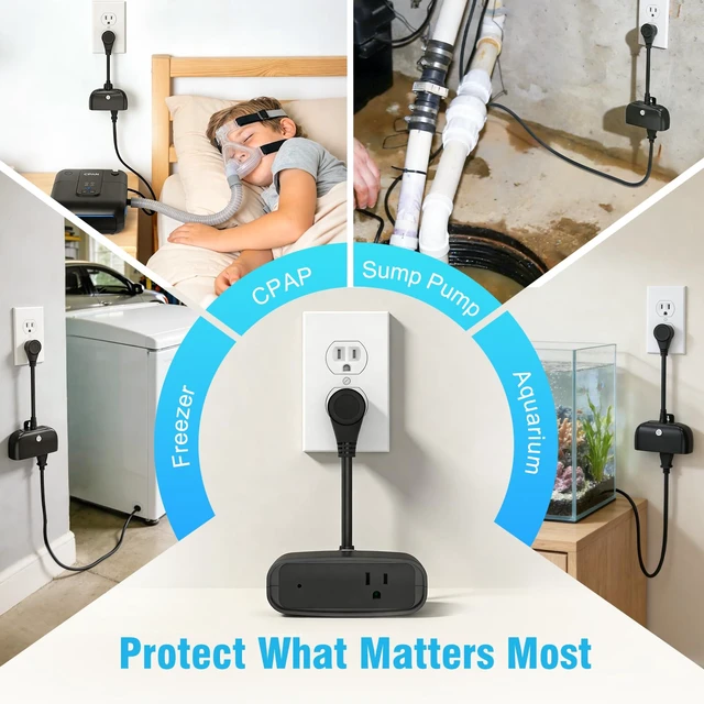Alt view image 3 of 7 - Power Failure Alarm WiFi, Power Outage Alarm with App Notifications 110dB Loud Power Outage Alarm LED Indicator, Freezer Alarm Monitor for Garage Freezer, Sump Pumps, GFCI Trips, Aquarium