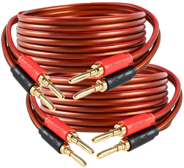 Main image of Speaker Wire with Banana Plugs,14 Gauge Speaker Cables, Oxygen-Free Copper(OFC)2 Pack/10Feet