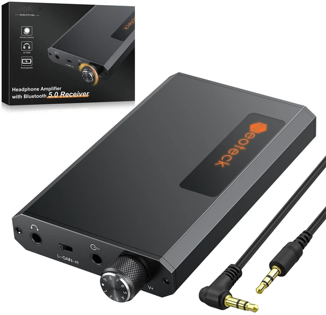 Main image of Headphone Amplifier Bluetooth 5.0 Headphone Amp 16-300 HiFi Audio Receiver, Dual Gain, 1500mAh Battery, 3.5mm AUX In/Out, Portable, For Smartphones, Laptops, MP3, CD Players