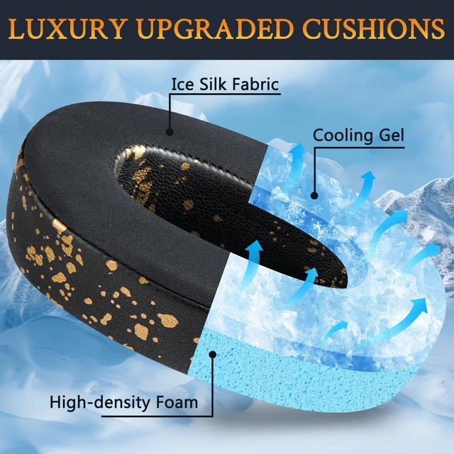 Alt view image 4 of 5 - Cooling Gel Replacement Earpads for Sony WH-XB900N/WH-CH710N/WH-CH720N/WH-RF400/MDR-RF895RK Headphones, Ear Pads Cushions with High Density Foam - Black Gold