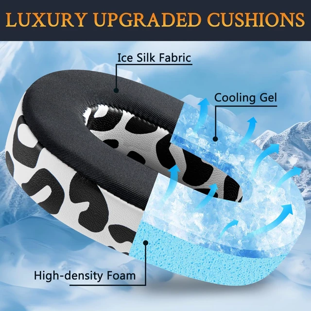 Alt view image 4 of 5 - Cooling Gel Replacement Earpads for Sony WH-XB900N/WH-CH710N/WH-CH720N/WH-RF400/MDR-RF895RK Headphones, Ear Pads Cushions with High Density Foam - Snow Leopard