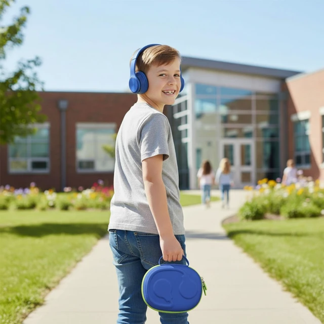 Alt view image 5 of 7 - Headphone Case for JBL JR 460 NC/Junior 470NC/ JR 470 NC/Tune 670NC Kids Headphone (Box Only) (Blue-Green)