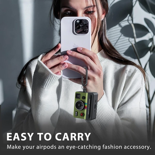 Alt view image 6 of 7 - Compatible with AirPods Pro 3 Case,2025 Silicone Cover Retro Camera Design Case,Carabiner & Cleaning Kit Included,Shock Resistant,Full Protection for AirPods Pro 3rd Generation