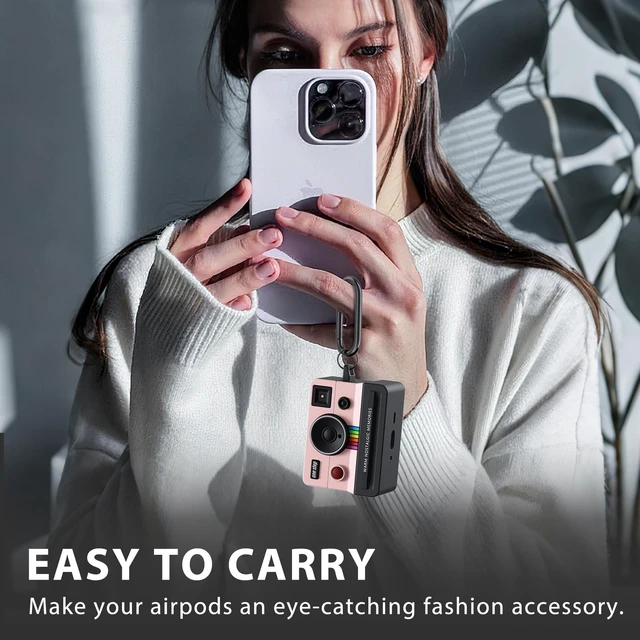 Alt view image 6 of 7 - Compatible with AirPods Pro 3 Case,2025 Silicone Cover Retro Camera Design Case,Carabiner & Cleaning Kit Included,Shock Resistant,Full Protection for AirPods Pro 3rd Generation