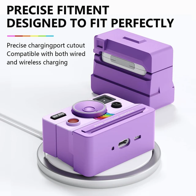Alt view image 4 of 7 - Compatible with AirPods Pro 3 Case,2025 Silicone Cover Retro Camera Design Case,Carabiner & Cleaning Kit Included,Shock Resistant,Full Protection for AirPods Pro 3rd Generation