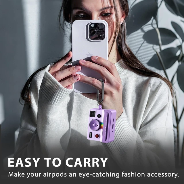 Alt view image 6 of 7 - Compatible with AirPods Pro 3 Case,2025 Silicone Cover Retro Camera Design Case,Carabiner & Cleaning Kit Included,Shock Resistant,Full Protection for AirPods Pro 3rd Generation