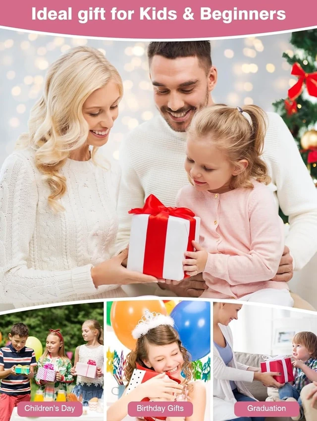 Alt view image 7 of 7 - 2025 New Digital Camera, 56MP FHD 1080P for Kids with 16x Digital Zoom Anti Shake, Face Detect, Smile Capture, 32GB TF Card, Battery, Lanyard, a Great Gift for Boys & GirlsPink