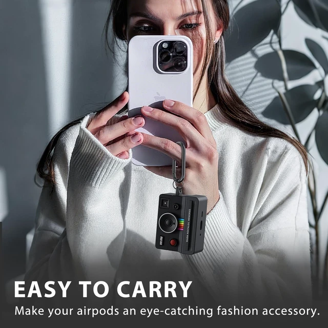 Alt view image 6 of 7 - Compatible with AirPods Pro 3 Case,2025 Silicone Cover Retro Camera Design Case,Carabiner & Cleaning Kit Included,Shock Resistant,Full Protection for AirPods Pro 3rd Generation