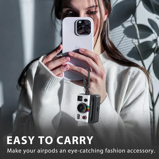 Alt view image 6 of 7 - Compatible with AirPods Pro 3 Case,2025 Silicone Cover Retro Camera Design Case,Carabiner & Cleaning Kit Included,Shock Resistant,Full Protection for AirPods Pro 3rd Generation