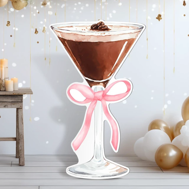 Main image of 4ft Pink Martini Cardboard Cutout a Tini Bit Older Birthday Large Espresso Martini Design, Women Birthday Bar Wedding Bachelorette Bridal Shower Decorations, Photo Backdrop Prop