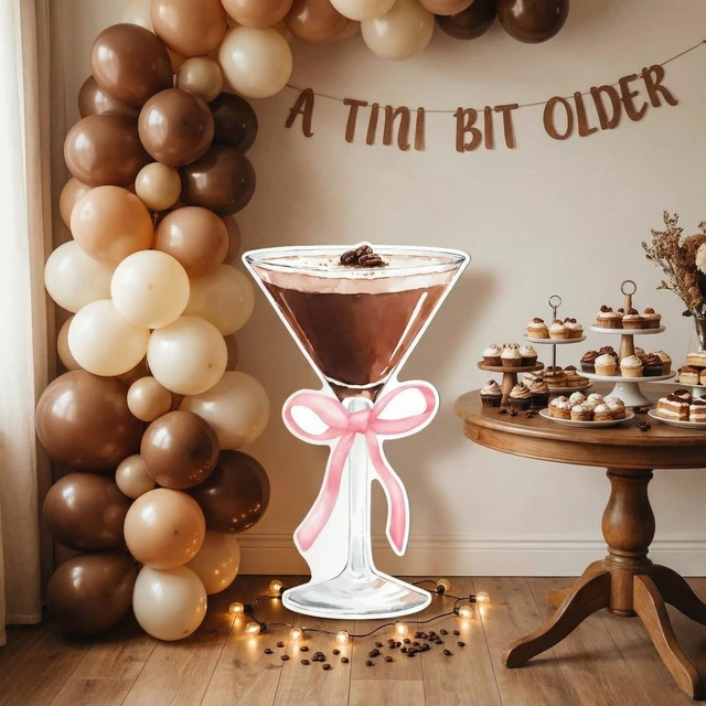 Alt view image 2 of 7 - 4ft Pink Martini Cardboard Cutout a Tini Bit Older Birthday Large Espresso Martini Design, Women Birthday Bar Wedding Bachelorette Bridal Shower Decorations, Photo Backdrop Prop
