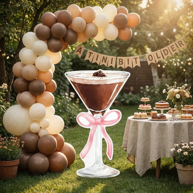 Alt view image 4 of 7 - 4ft Pink Martini Cardboard Cutout a Tini Bit Older Birthday Large Espresso Martini Design, Women Birthday Bar Wedding Bachelorette Bridal Shower Decorations, Photo Backdrop Prop