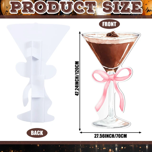 Alt view image 6 of 7 - 4ft Pink Martini Cardboard Cutout a Tini Bit Older Birthday Large Espresso Martini Design, Women Birthday Bar Wedding Bachelorette Bridal Shower Decorations, Photo Backdrop Prop