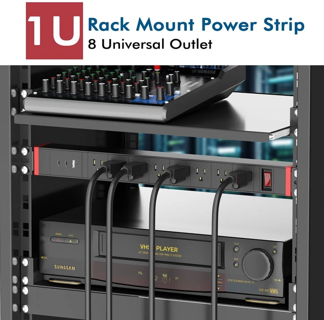 Alt view image 4 of 7 - 360° Rotating Mountable Power Strip with USB Ports, 8 Outlet Surge Protector Power Strips Wall Mount, Metal Heavy Duty Versatile Outlet with 6FT Power Cord,For Home Office Industrial Garage Commercial