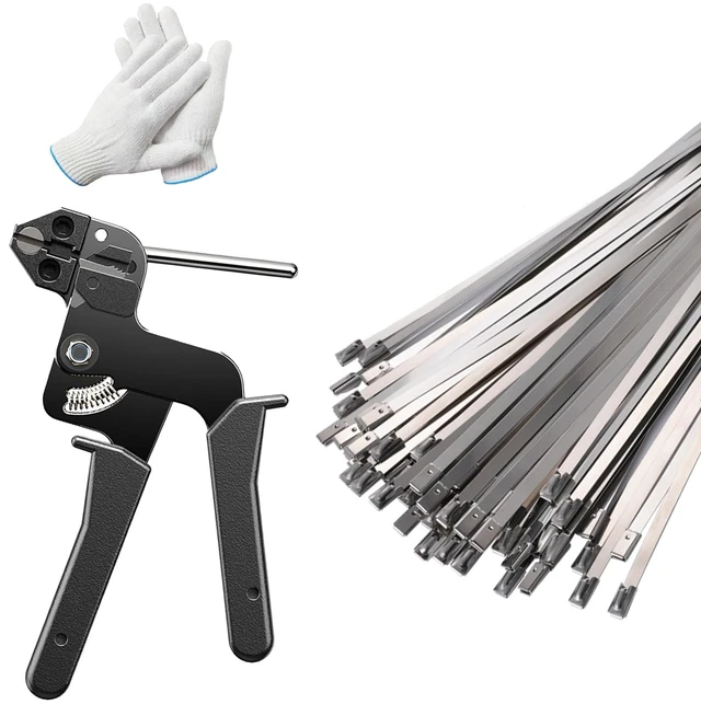 Main image of 200PCS Cable Ties Kit, 11.8 Inch Heavy Duty Silver Metal Zip Ties 304 Stainless Steel Zip Ties, 264LBS High-strength,Self-locking Secure Fastening,Ideal for Outdoor,Fence, Exhaust Wrap Etc