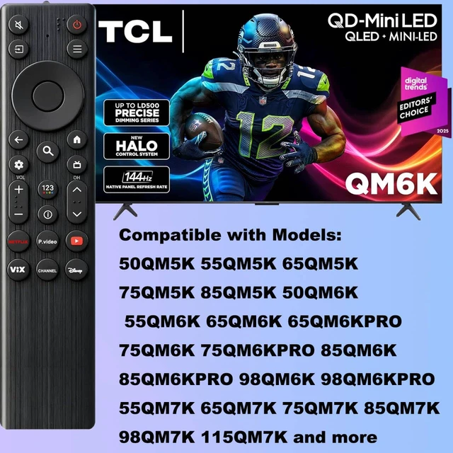 Alt view image 2 of 7 - New Remote for TCL TV Remote,Replacement for TCL Google TV Remote Control Compatible With TCL QD-Mini LED 4K UHD QM5K QM6K QM7K 50/55/65/75/85 Google Smart TV Series