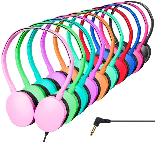 Main image of Kids Headphones Bulk 10 Pack for School Classroom Students Kids Children Teen 3.5mm Jack Mixed Colors