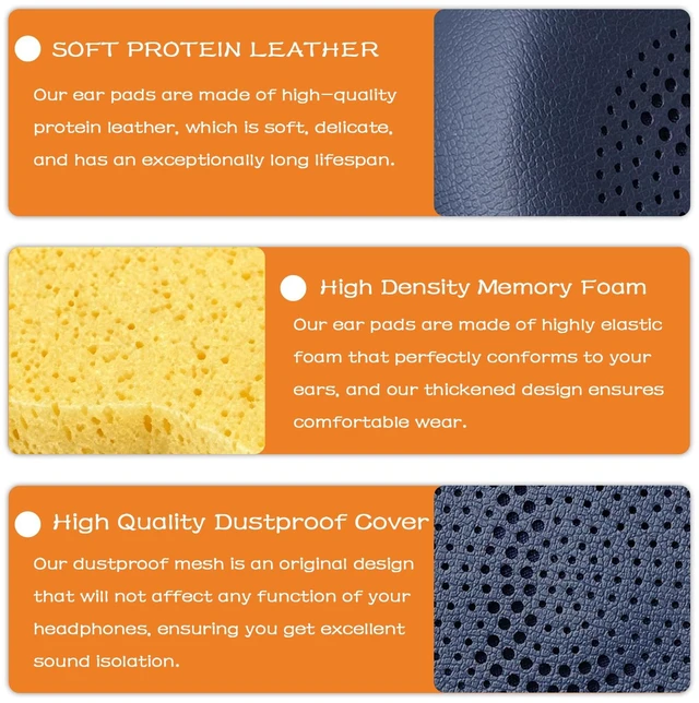 Alt view image 3 of 7 - Replacement Ear Pads for Jabra Evolve2 65 (Evolve 2 65MS 65UC MS UC)/Evolve2 40 (40UC 40MS USB)/Elite 45h On-Ear Wireless Headset, Earpads Ear Cushions Ear Cups Cover Repair Parts (Blue)