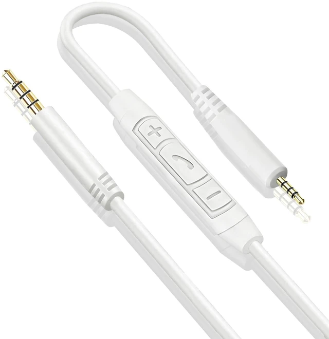 Main image of Bose Headphones Replacement Audio Cable, Aux Cord 3.5mm to 2.5mm Wire For Bose 700 QuietComfort Ultra QC25 QC35 QC35II QC45 JBL Tune 720BT 670NC 760NC 770NC, in-line Mic & Volume Control - White