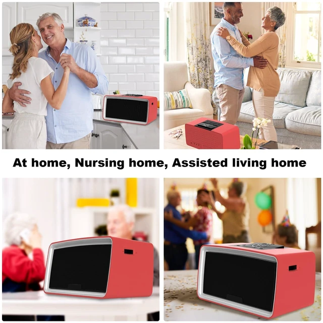 Alt view image 5 of 6 - Simple Music Player for Elderly, Easy Audiobook Player with 32GB TF Card & Card Reader for Dementia, Alzheimers, Visually Impaired, Low Vision Patients, Wired - Red