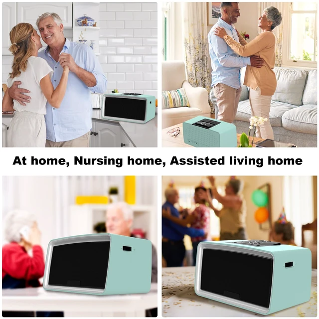 Alt view image 5 of 6 - Simple Music Player for Elderly, Easy Audiobook Player with 32GB TF Card & Card Reader for Dementia, Alzheimers, Visually Impaired, Low Vision Patients, Wired - Cyan