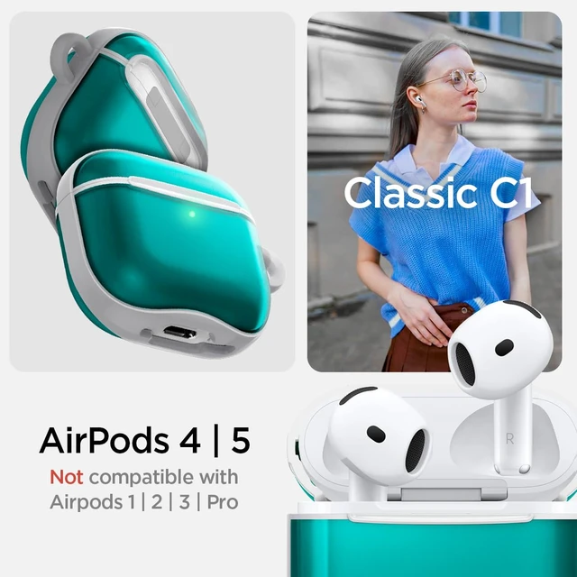 Alt view image 2 of 7 - Ultra Hybrid Classic C1 for AirPods 5 / AirPods 4 Case (2026/2024) Retro Design Inspired by Apple iMacG3, Case Cover with Carabiner Key Chain, Bondi Blue