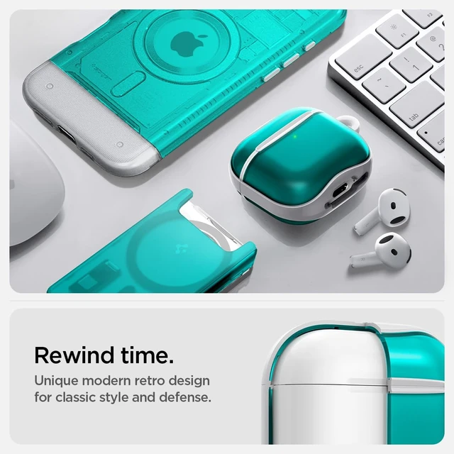 Alt view image 3 of 7 - Ultra Hybrid Classic C1 for AirPods 5 / AirPods 4 Case (2026/2024) Retro Design Inspired by Apple iMacG3, Case Cover with Carabiner Key Chain, Bondi Blue