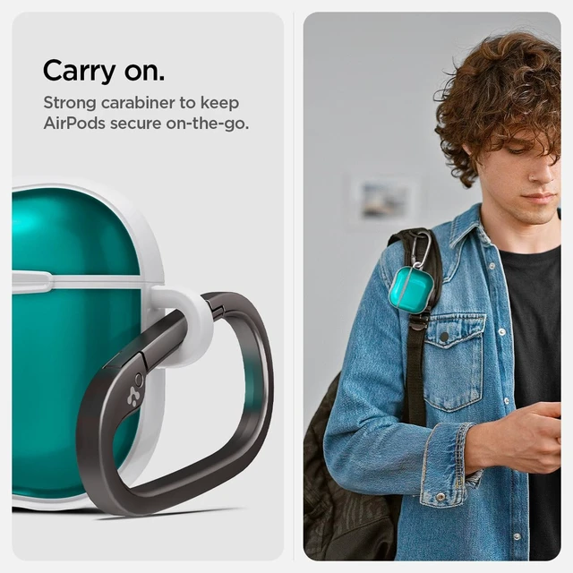 Alt view image 4 of 7 - Ultra Hybrid Classic C1 for AirPods 5 / AirPods 4 Case (2026/2024) Retro Design Inspired by Apple iMacG3, Case Cover with Carabiner Key Chain, Bondi Blue