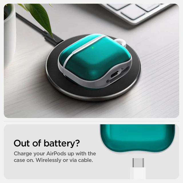 Alt view image 5 of 7 - Ultra Hybrid Classic C1 for AirPods 5 / AirPods 4 Case (2026/2024) Retro Design Inspired by Apple iMacG3, Case Cover with Carabiner Key Chain, Bondi Blue