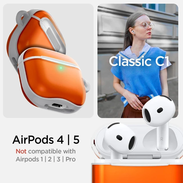 Alt view image 2 of 7 - Ultra Hybrid Classic C1 for AirPods 5 / AirPods 4 Case (2026/2024) Retro Design Inspired by Apple iMacG3, Case Cover with Carabiner Key Chain, Tangerine