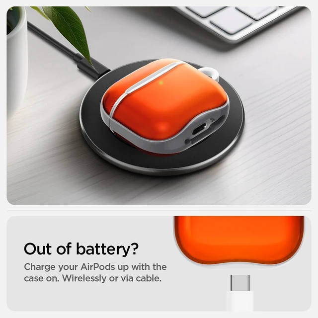 Alt view image 5 of 7 - Ultra Hybrid Classic C1 for AirPods 5 / AirPods 4 Case (2026/2024) Retro Design Inspired by Apple iMacG3, Case Cover with Carabiner Key Chain, Tangerine