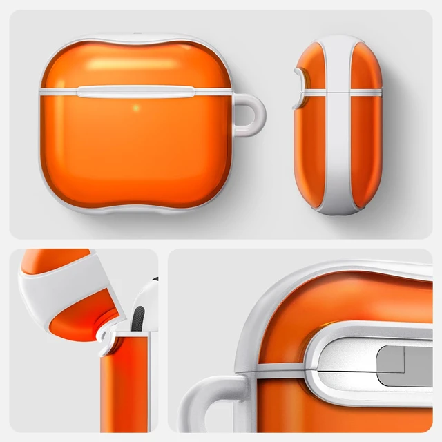 Alt view image 7 of 7 - Ultra Hybrid Classic C1 for AirPods 5 / AirPods 4 Case (2026/2024) Retro Design Inspired by Apple iMacG3, Case Cover with Carabiner Key Chain, Tangerine