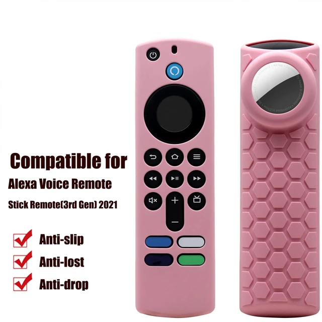 Alt view image 2 of 6 - TV Stick 3rd Remote Cover Case with Tracker Holder, Compatible with Alexa 3rd Gen Remote,Tracker Cover for Tile Sticker,Pink