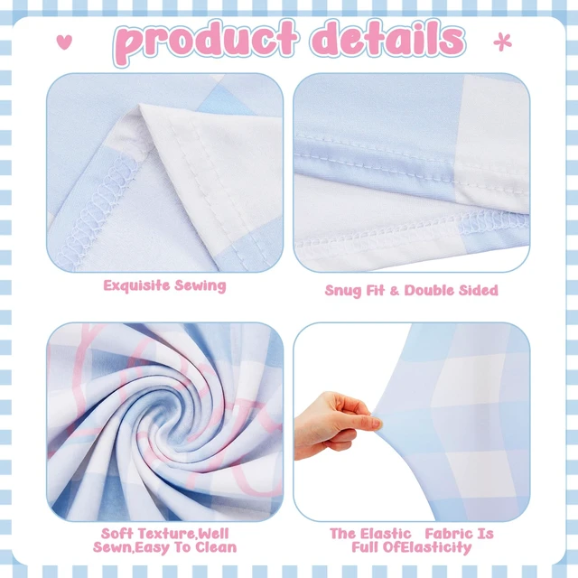Alt view image 4 of 7 - 2 Pcs 7.2ft 6ft One Silly Goose Arch Backdrop Cover,Pink Blue,Elegant Gingham, One Silly Goose Backdrop, Vintage, Farm, Stretchy Fabric, Farmhouse, Birthday Baby Shower Wedding Party Decoration