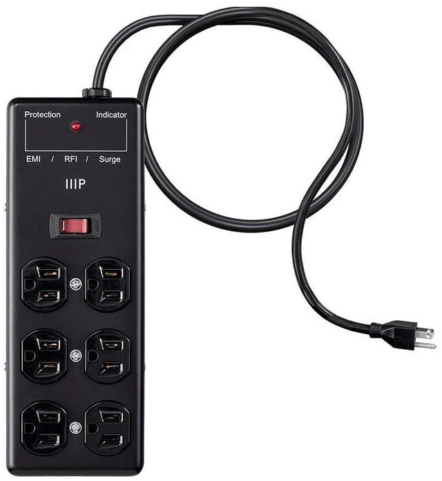 Alt view image 3 of 6 - Metal Surge Protector Heavy Duty Power Box - 6 Outlet - Black with 6 Feet Cord/Cable, 540 Joules, UL Certfied