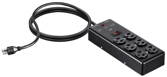 Alt view image 2 of 6 - Metal Surge Protector Heavy Duty Power Box - 6 Outlet - Black with 6 Feet Cord/Cable, 540 Joules, UL Certfied