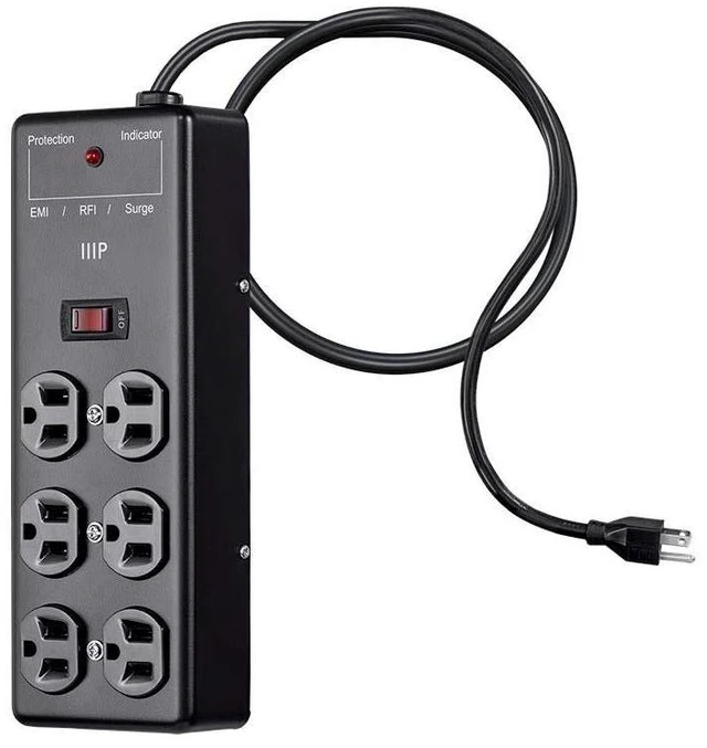 Alt view image 4 of 6 - Metal Surge Protector Heavy Duty Power Box - 6 Outlet - Black with 6 Feet Cord/Cable, 540 Joules, UL Certfied