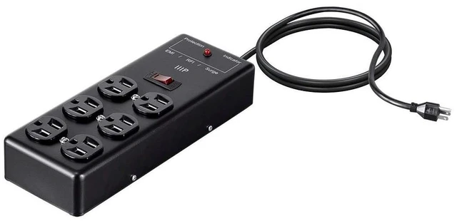 Main image of Metal Surge Protector Heavy Duty Power Box - 6 Outlet - Black with 6 Feet Cord/Cable, 540 Joules, UL Certfied