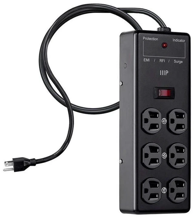 Alt view image 5 of 6 - Metal Surge Protector Heavy Duty Power Box - 6 Outlet - Black with 6 Feet Cord/Cable, 540 Joules, UL Certfied