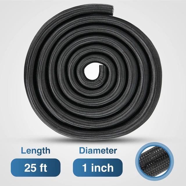Alt view image 2 of 7 - Cable Sleeve, 25ft-1inch Cord Management Sleeves Black Wire Loom Braided Sleeving, Split Self Wrapping Wire Loom for Computer Electrical Automotive Harness Protector Organizer, Black
