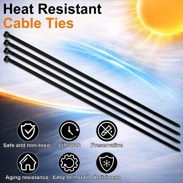 Alt view image 4 of 7 - 7 Inch 500 Pcs Black Zip Tie Cable Tie with Metal Tooth Self Locking Nylon Cable Zip Ties, 50 Lbs Tensile Strength, UV Resistant Wire Wraps Multi Purpose for Industrial Indoor Outdoor Use